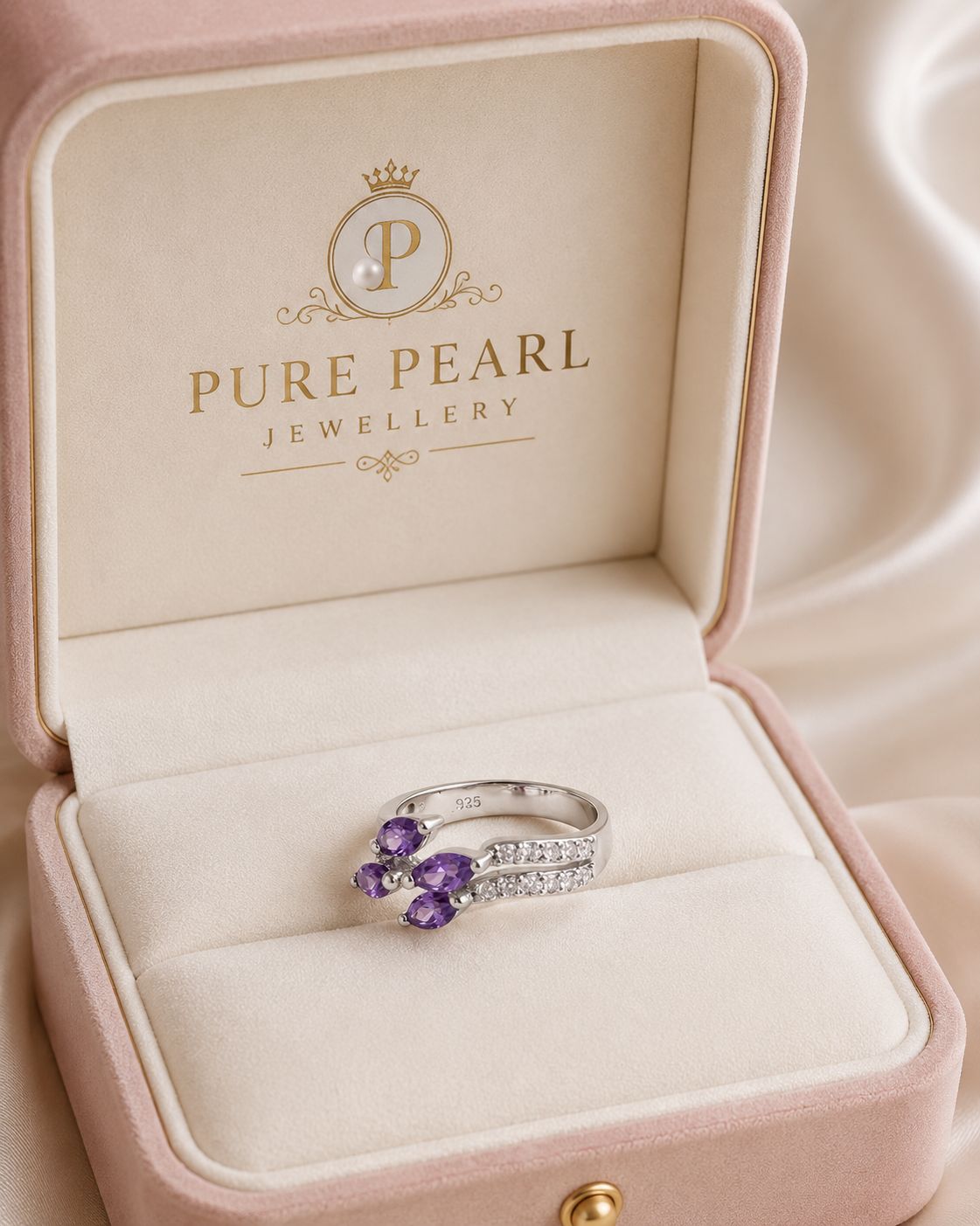 Lavender Grace Gemstone Ring – Sterling Silver Style