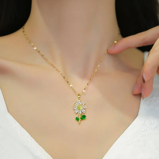 Sunflower Crystal Necklace
