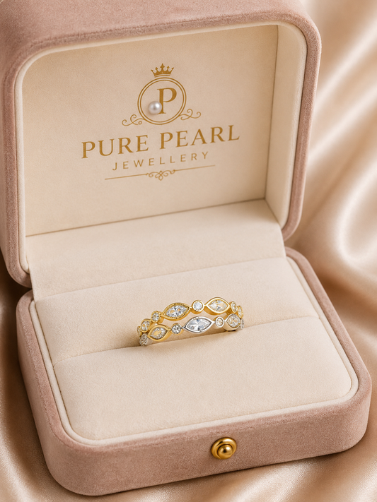 Title: Pure Pearl Jewellery Two-Tone Diamond Eternity Band