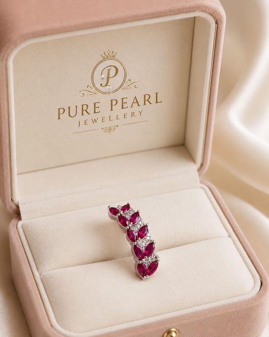 Ruby Bloom Elegance Ring – Silver Finish